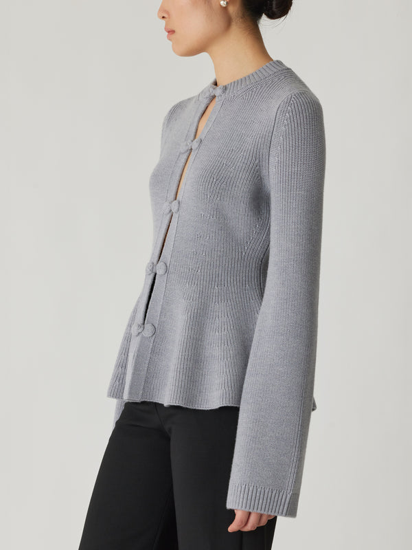 Rebecca Taylor Novelty Wool Peplum Cardi