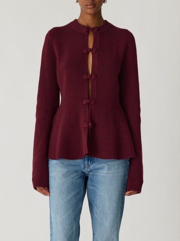 Rebecca Taylor Novelty Wool Peplum Cardi