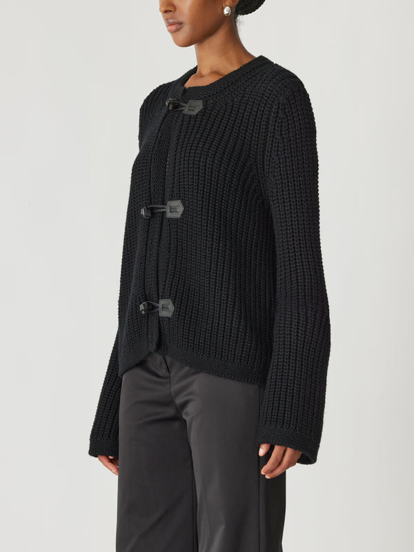 Rebecca Taylor Novelty Wool Toggle Cardi