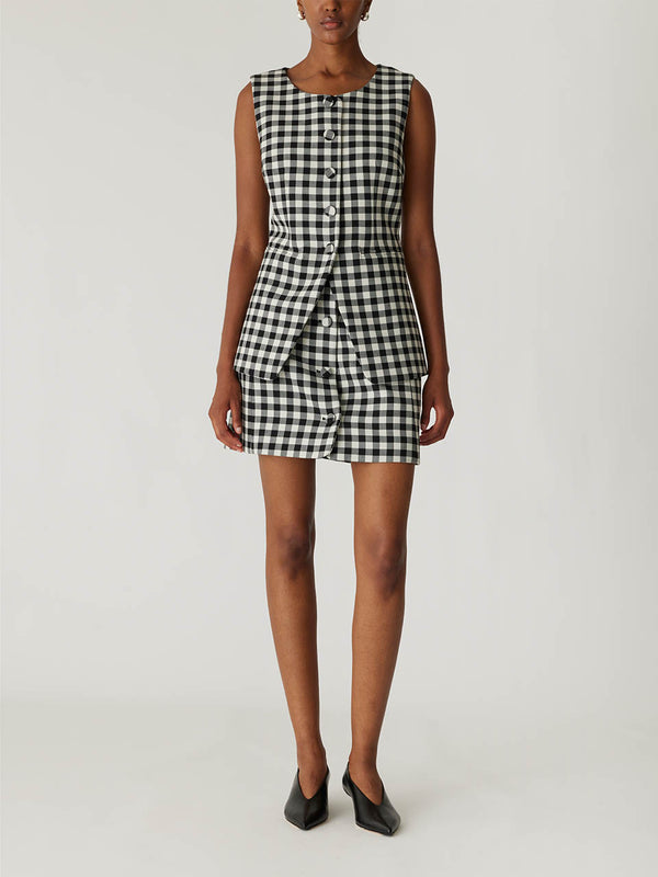 rebecca taylor Philippa Check Button Front Vest