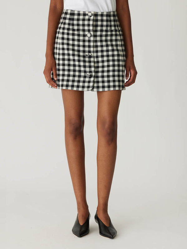 Rebecca Taylor Phillipa Check Button Front Skirt
