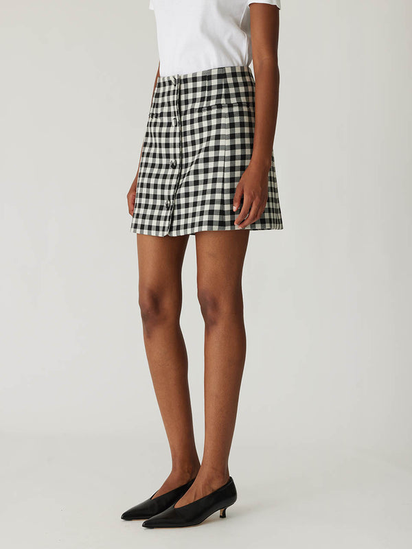 Rebecca Taylor Phillipa Check Button Front Skirt