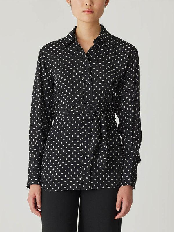 Rebecca Taylor Polka Dot Silky Wrap Shirt