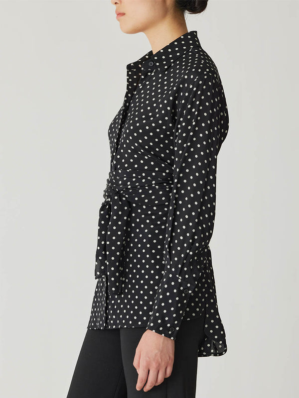 Rebecca Taylor Polka Dot Silky Wrap Shirt