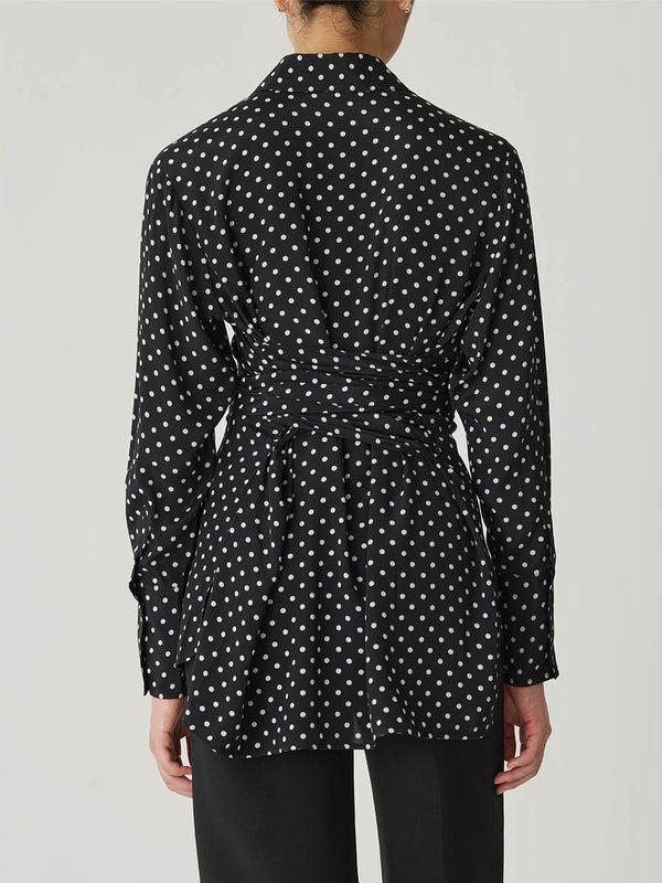 Rebecca Taylor Polka Dot Silky Wrap Shirt