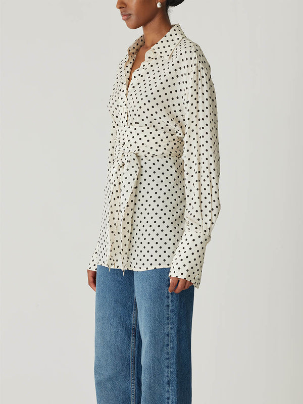 Rebecca Taylor Polka Dot Silky Wrap Shirt