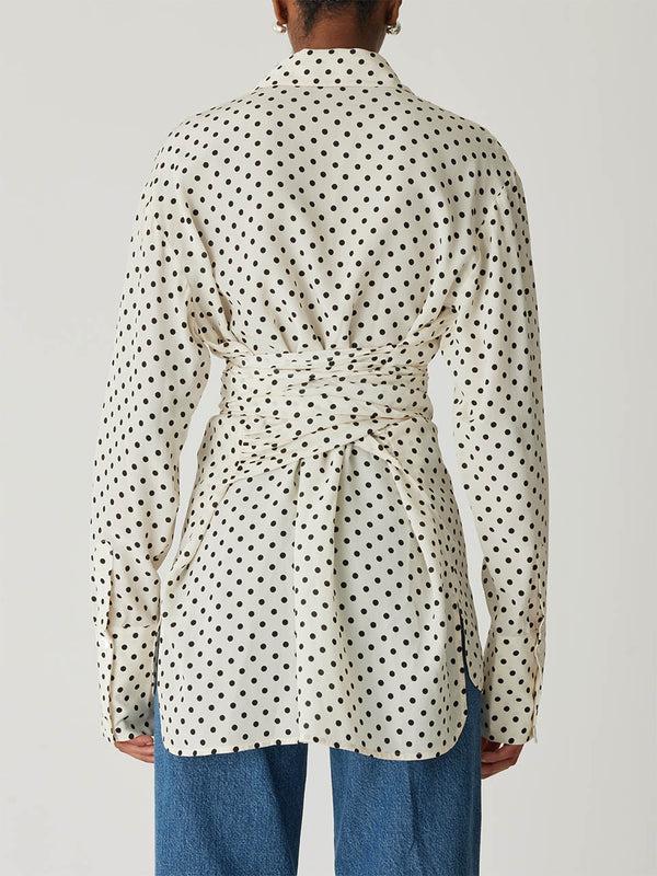 Rebecca Taylor Polka Dot Silky Wrap Shirt