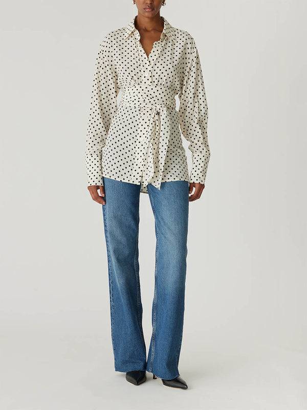 rebecca taylor Polka Dot Silky Wrap Shirt