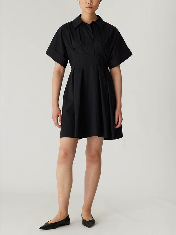 Rebecca Taylor Poplin Waisted Shirt Dress