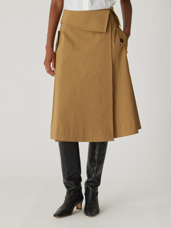 Rebecca Taylor Refined Sateen Foldover Wrap Skirt