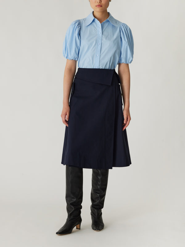 rebecca taylor Refined Sateen Foldover Wrap Skirt