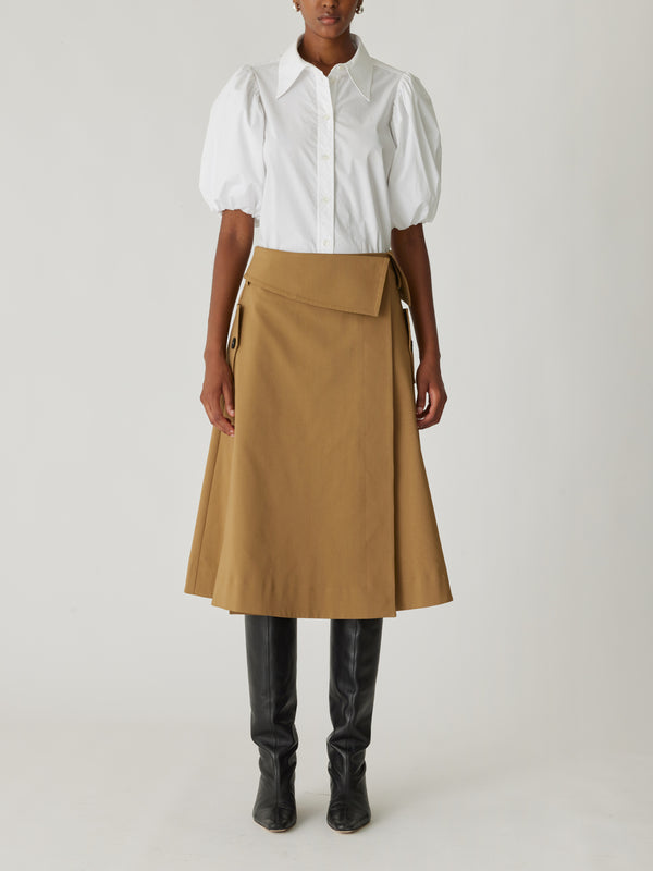 rebecca taylor Refined Sateen Foldover Wrap Skirt