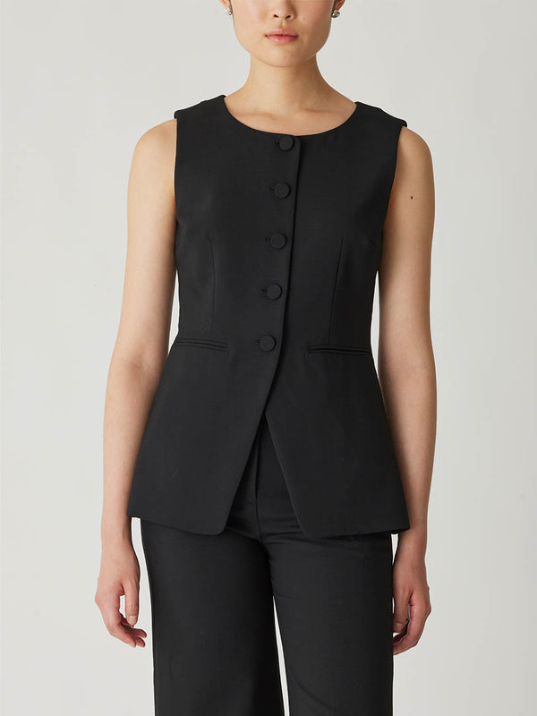 Rebecca Taylor Refined Suiting Button Front Vest