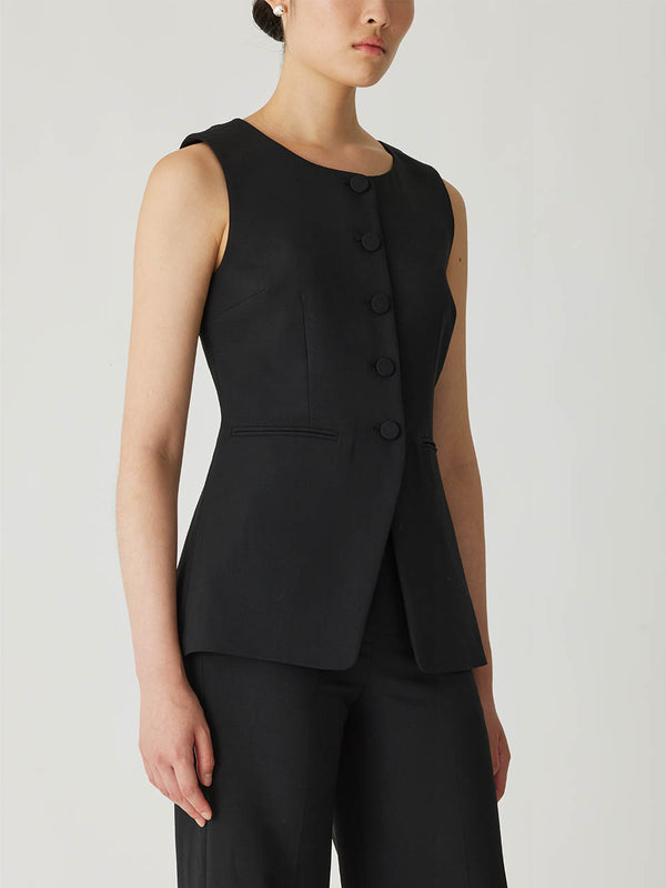 Rebecca Taylor Refined Suiting Button Front Vest