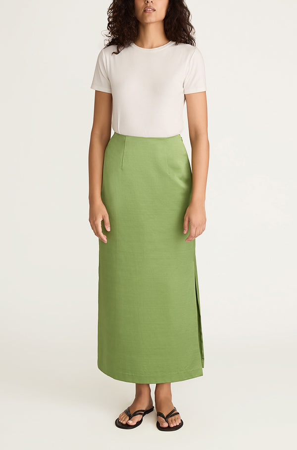 Rebecca Taylor Slub Sateen Midi Skirt