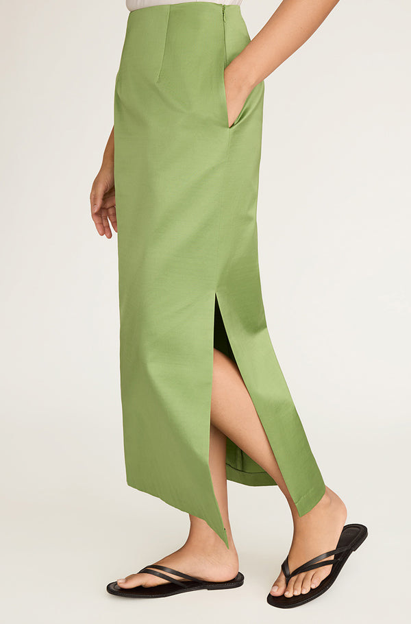 Rebecca Taylor Slub Sateen Midi Skirt