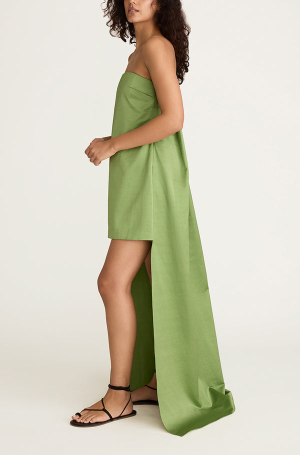 Rebecca Taylor Slub Sateen Mini Dress With Train