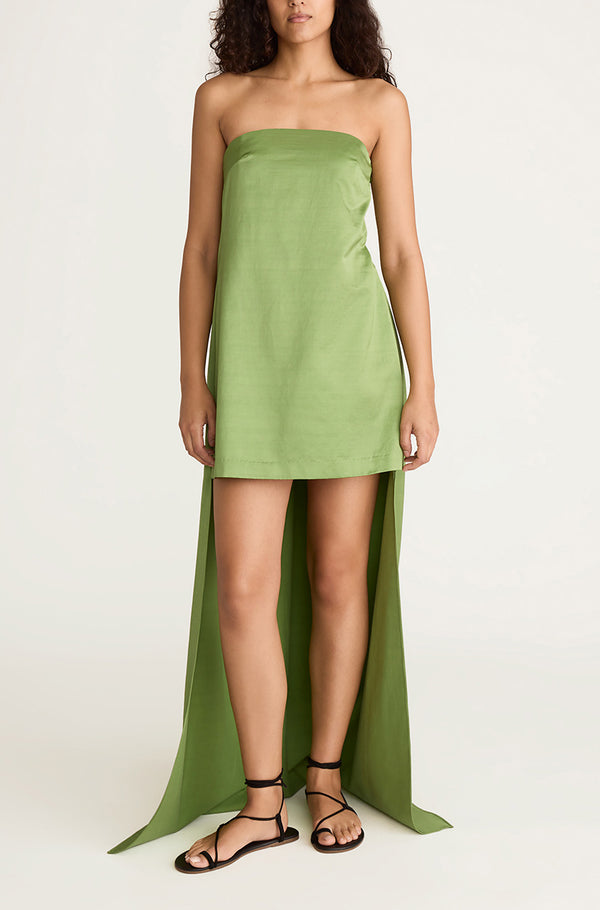 rebecca taylor Slub Sateen Mini Dress with Train