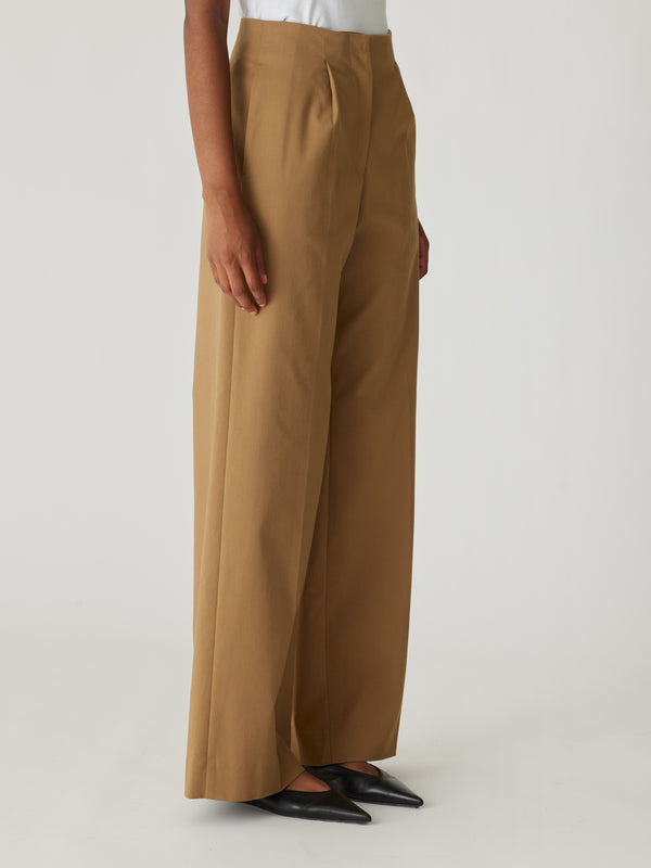 Rebecca Taylor Refined Sateen Wide Leg Cotton Trouser