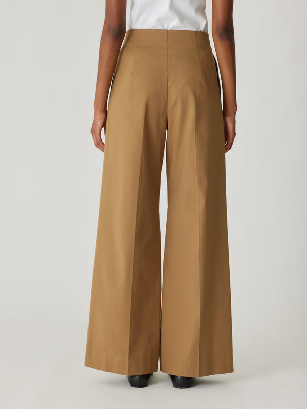 Rebecca Taylor Refined Sateen Wide Leg Cotton Trouser