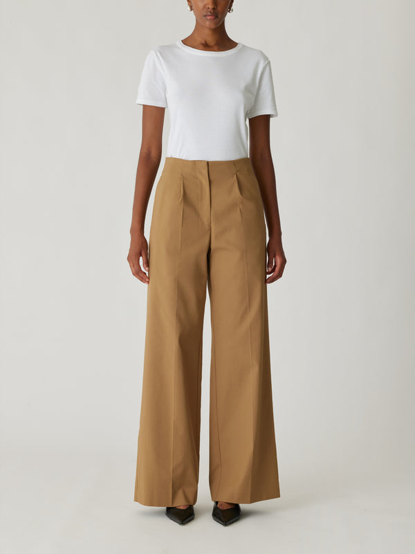rebecca taylor Refined Sateen Wide Leg Cotton Trouser