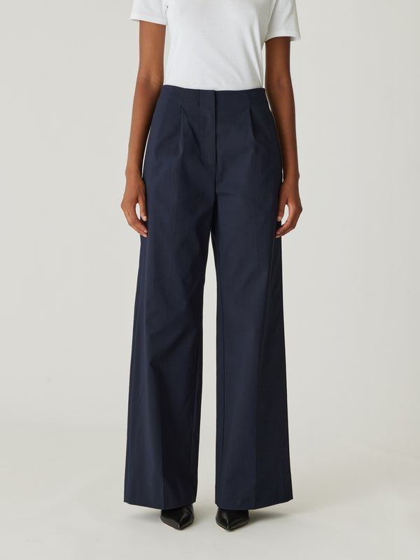 rebecca taylor Refined Sateen Wide Leg Cotton Trouser