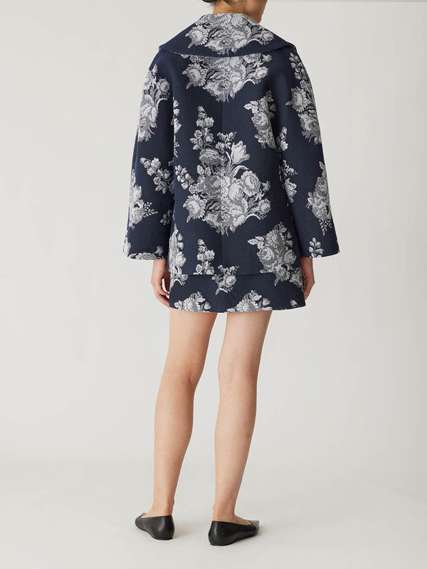 Rebecca Taylor Venice Toile Jacquard Oversized Peacoat