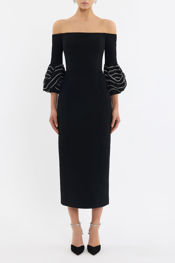 Rebecca Vallance Bellatrix Off The Shoulder Midi Dress