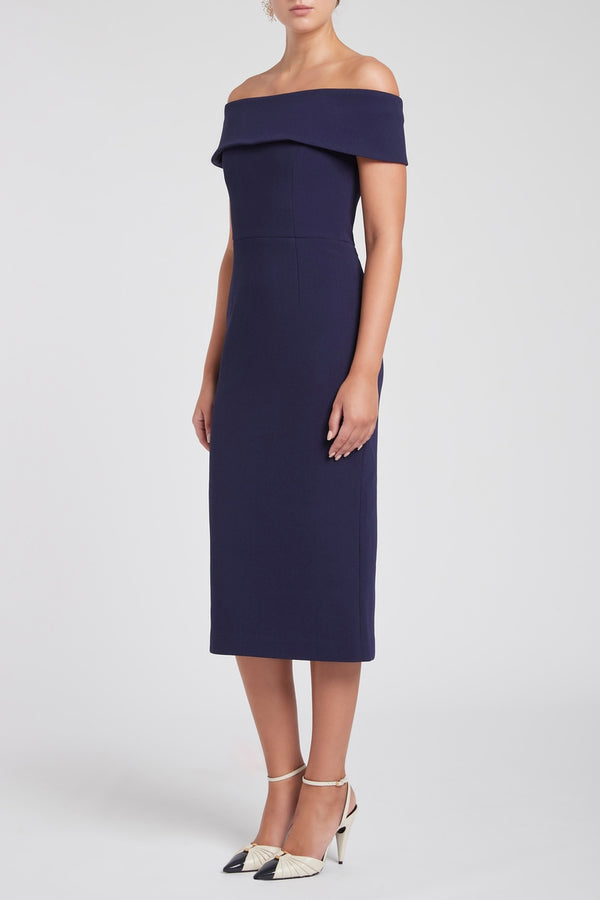 Rebecca Vallance Amore Off Shoulder Midi Navy