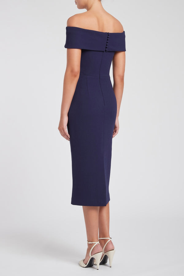 Rebecca Vallance Amore Off Shoulder Midi Navy