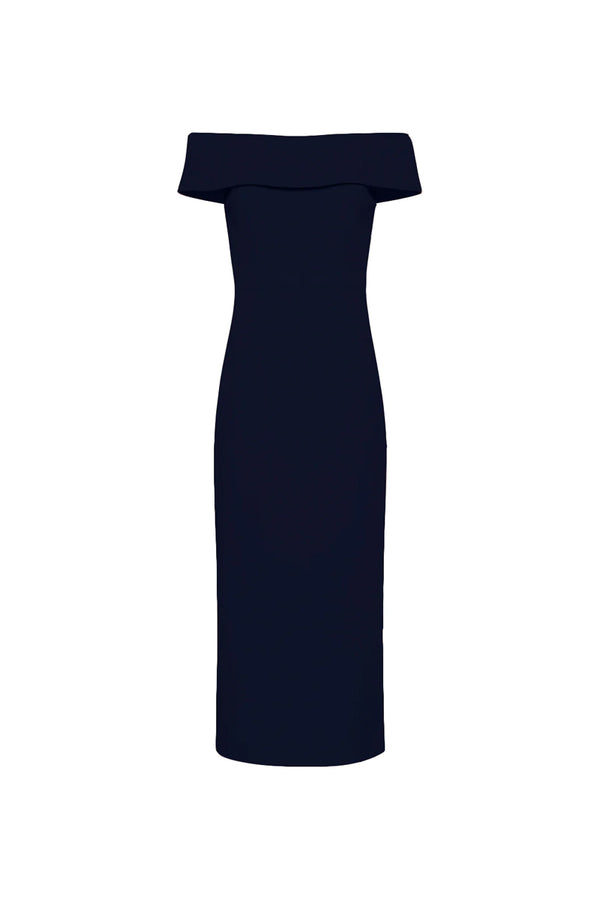 rebecca vallance Amore Off Shoulder Midi Navy