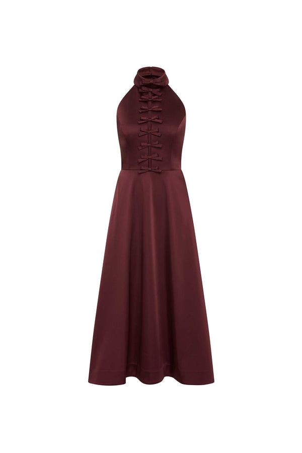 rebecca vallance Merlot Halter Midi Dress