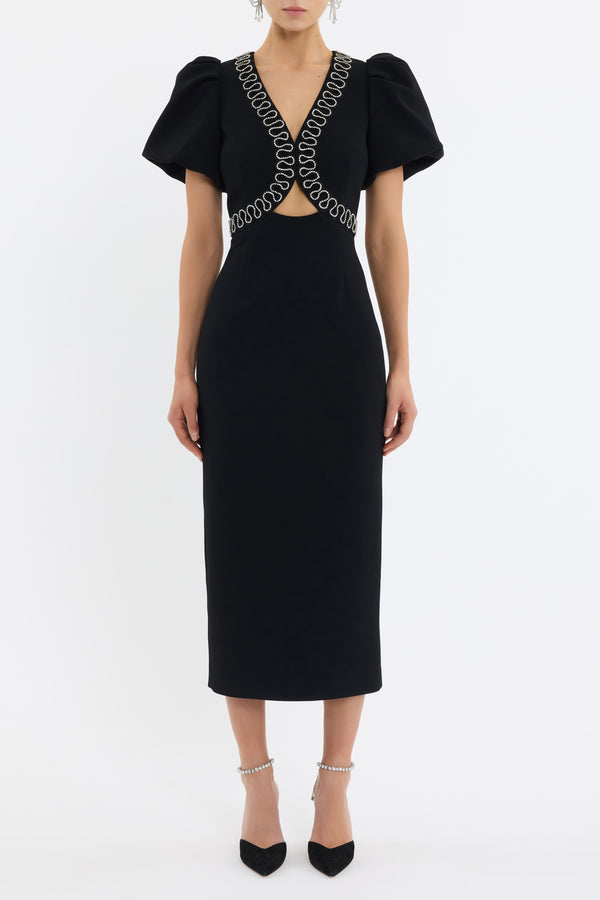 Rebecca Vallance Nyx Puff Sleeve Midi Dress