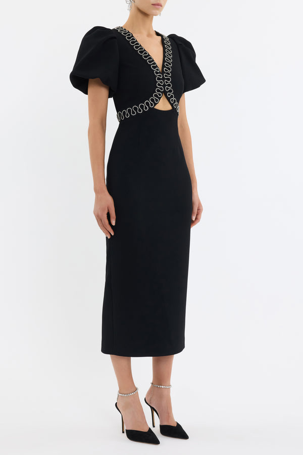 Rebecca Vallance Nyx Puff Sleeve Midi Dress