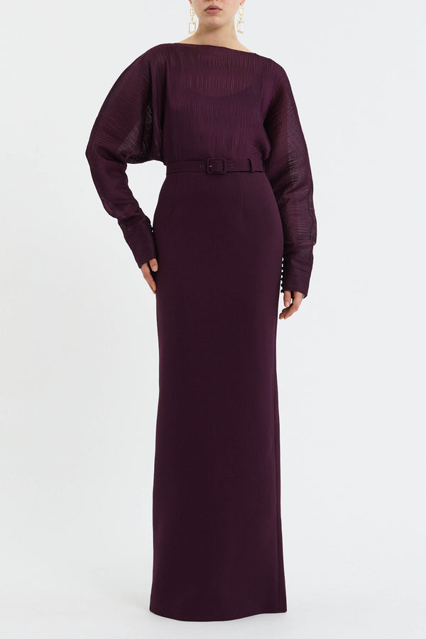 Rebecca Vallance Syrah Pleated Gown