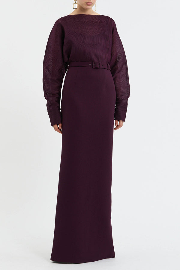 Rebecca Vallance Syrah Pleated Gown
