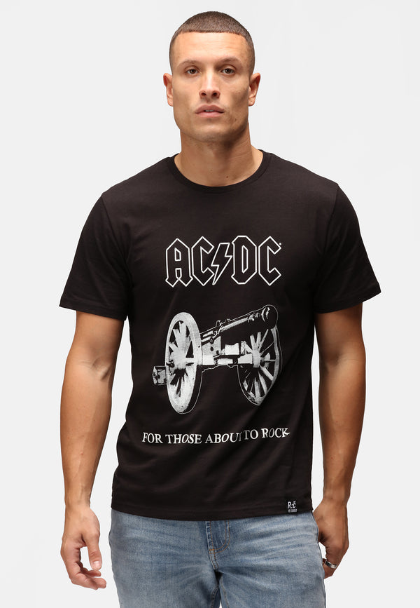 recovered clothing ACDC 'For Those About Rock' Black Slub T-Shirt recovered clothing ACDC 'For Those About Rock' Black Slub T-Shirt