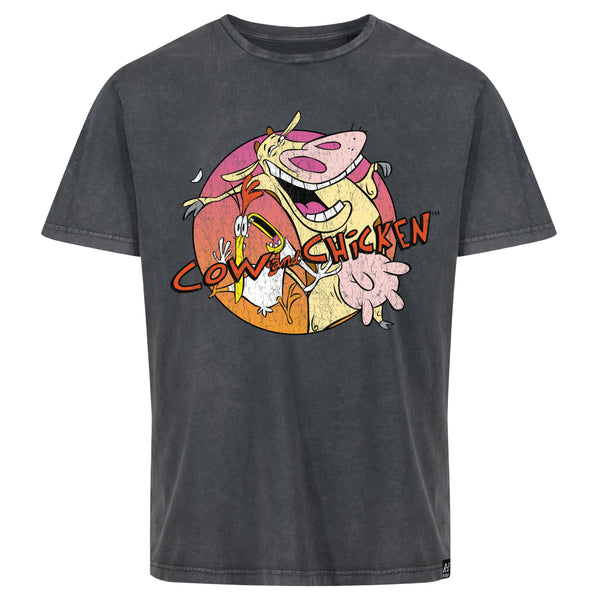Recovered Clothing Cow & Chicken Washed Black Relaxed T-shirt By Recovered