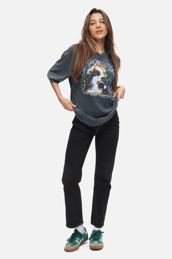 Recovered Clothing Def Leppard Hysteria Washed Black Relaxed T-Shirt By Recovered