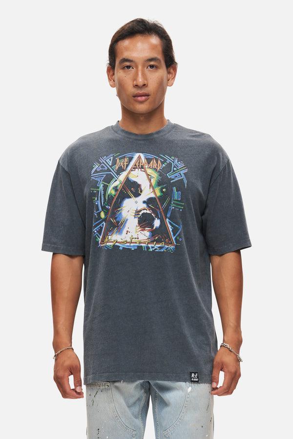 recovered clothing Def Leppard Hysteria Washed Black Relaxed T-Shirt by Recovered