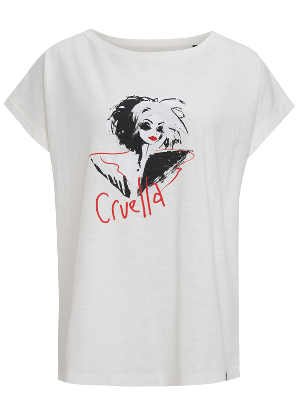 Recovered Clothing Disney Cruella Devil Art Ecru Boyfriend T-Shirt