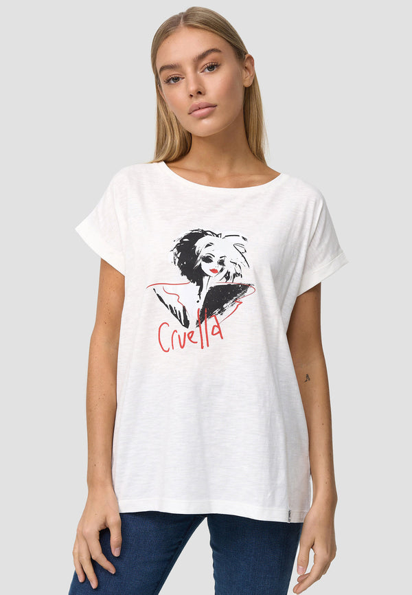 recovered clothing Disney Cruella Devil Art Ecru Boyfriend T-Shirt
