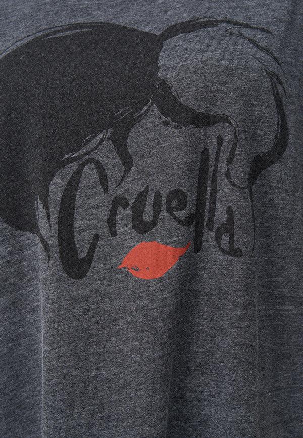Recovered Clothing Disney Cruella Devil Features Charcoal Boyfriend T-Shirt