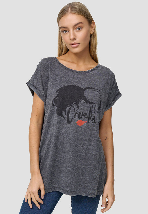 recovered clothing Disney Cruella Devil Features Charcoal Boyfriend T-Shirt