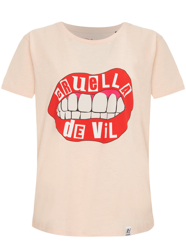 Recovered Clothing Disney Cruella Devil Lips Pink Fitted T-Shirt