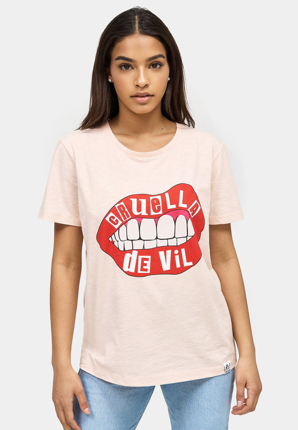 recovered clothing Disney Cruella Devil Lips Pink Fitted T-Shirt recovered clothing Disney Cruella Devil Lips Pink Fitted T-Shirt