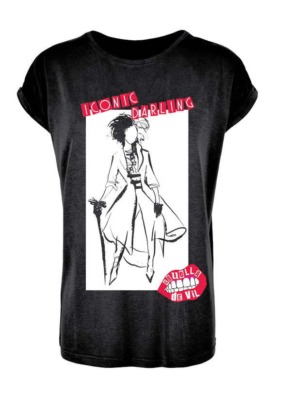 Recovered Clothing Disney Cruella Devil Pencil Art Black Boyfriend T-Shirt