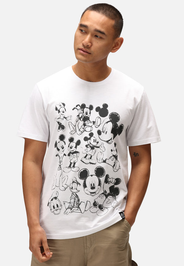 recovered clothing Disney Mickey and Friends Sketch White Slub T-Shirt recovered clothing Disney Mickey and Friends Sketch White Slub T-Shirt