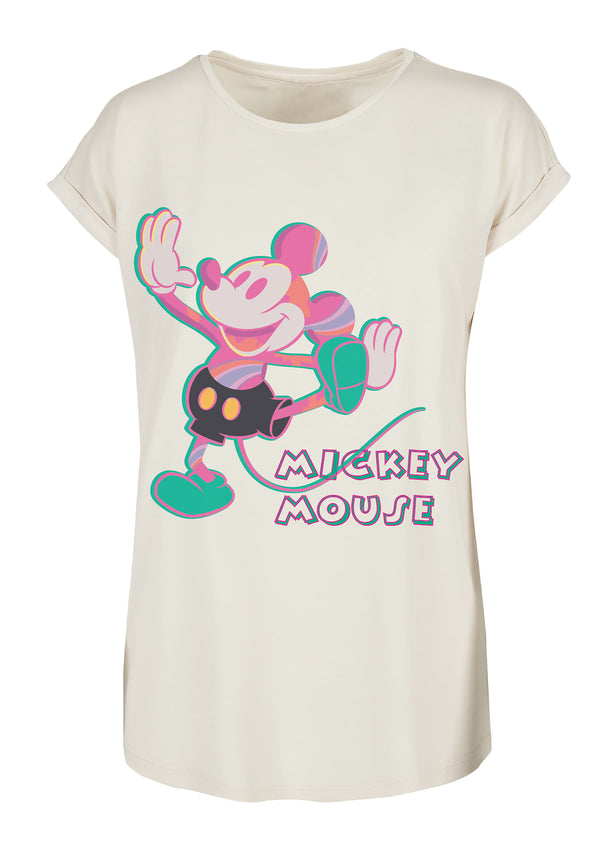 Recovered Clothing Disney Mickey Mouse Colourful Pose Ecru Womens Boyfriend T-Shirt