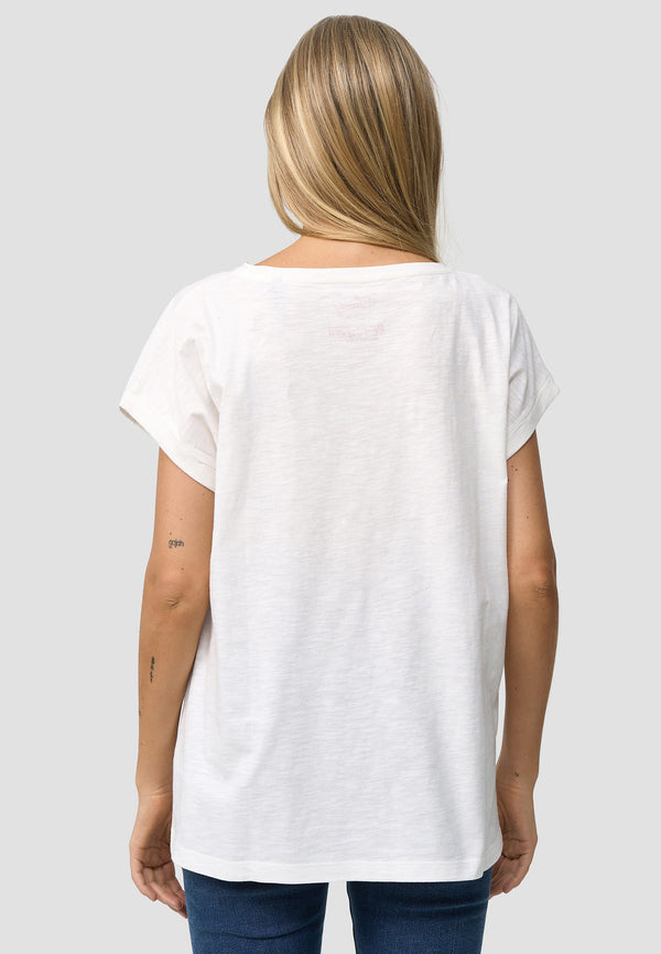 Recovered Clothing Disney Mickey Mouse Faded Vintage Poster Ecru Womens Boyfriend T-Shirt